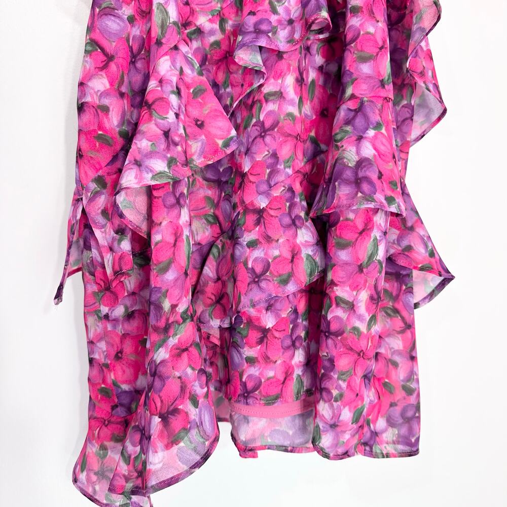 Lovers + Friends Hazel Mini Dress Ruffles | Pink Floral | SZ XS - Picture 9 of 12